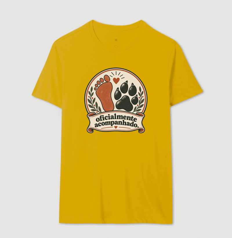 Camiseta Cachorro Minimalista "oficialmente acompanhado" | Pelo & Pano - Imagem 14