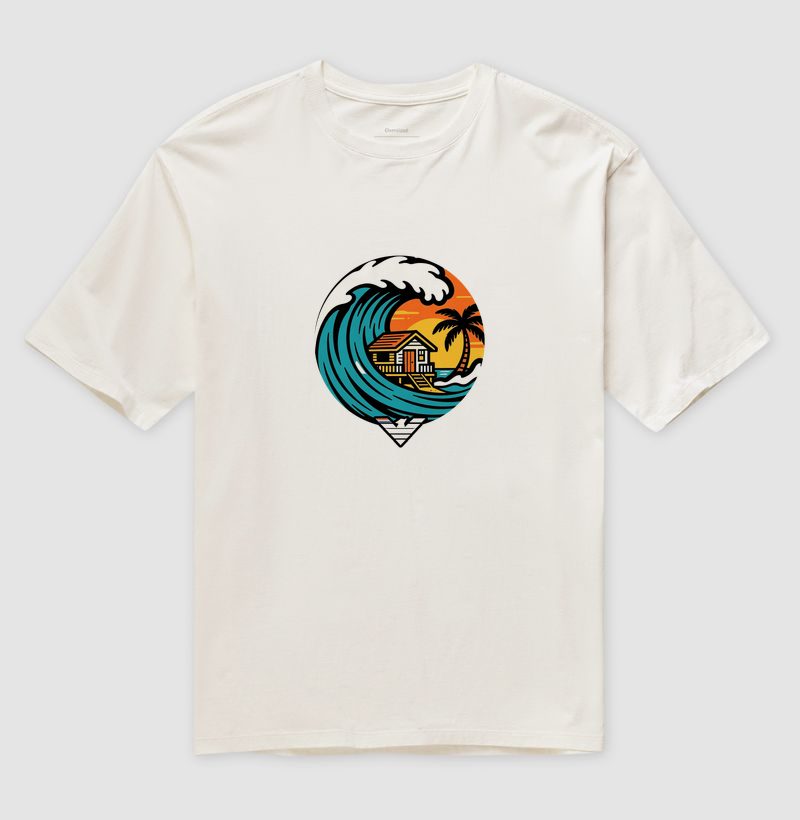 Paraíso no mar - estampa exclusiva.  Sente a brisa, ouça o som das ondas e leve a vibe do paraíso pra onde você for! Mais que uma camiseta - é levar o paraíso com você todo dia. - Imagem 4