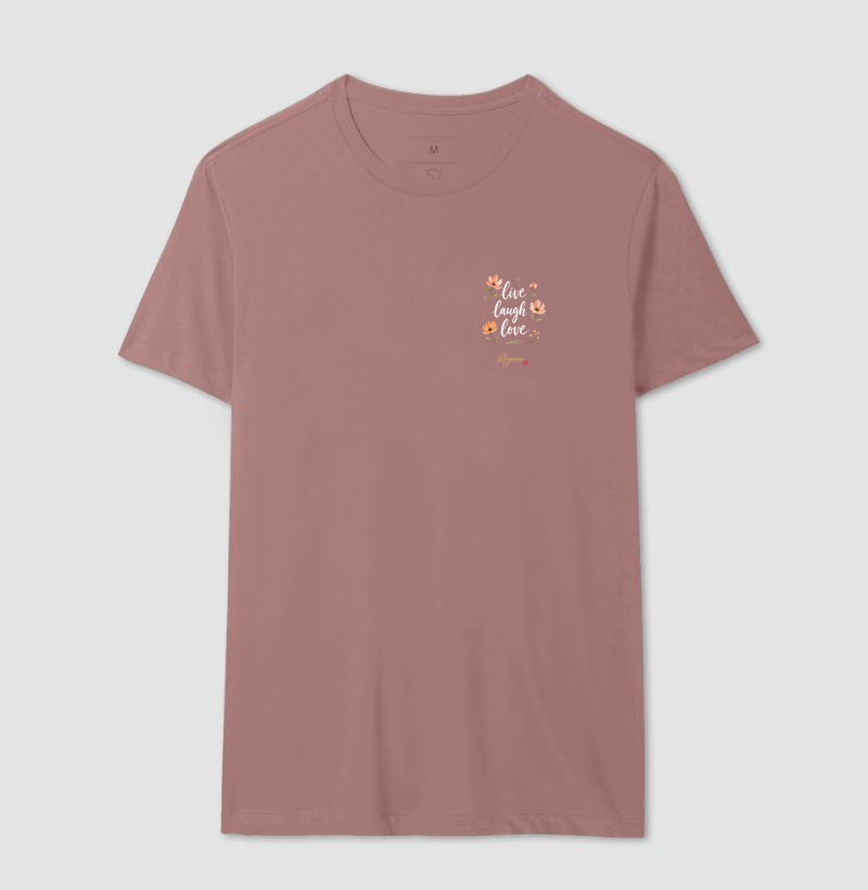Camiseta Masculina, Feminina, Babylook e Unissex de Algodão "Live, Laugh, Love" - Imagem 10