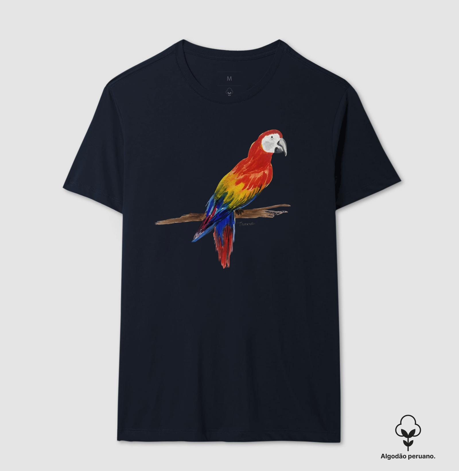 Camiseta Arara-Vermelha – Aves do Brasil - Algodão Peruano - Imagem 9