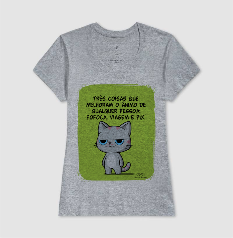 Camiseta Gato Sincero Fofoca Viagem e Pix - Imagem 9