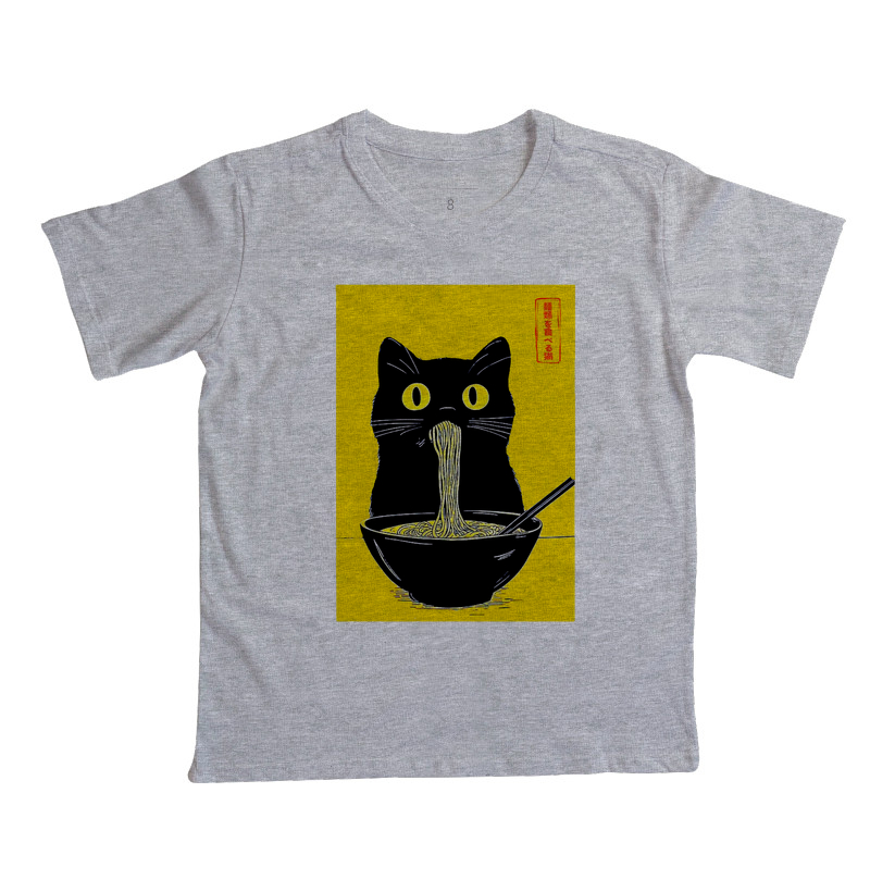 Camiseta Infantil Gato Comendo Lámen Japones - Imagem 2