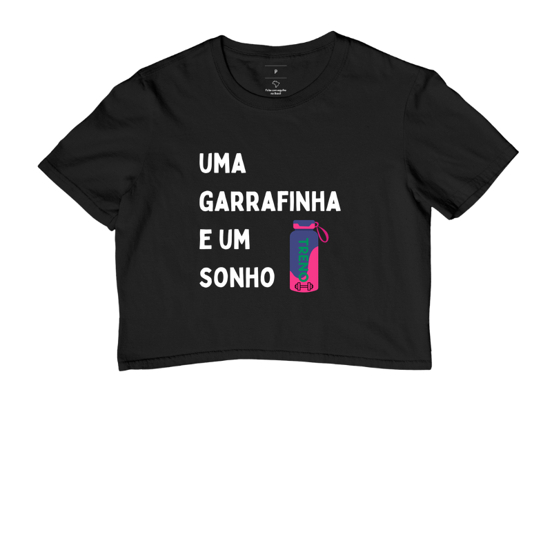 Uma Garrafinha e um Sonho - TRENO | Cropped Fitness Feminino - Imagem 2