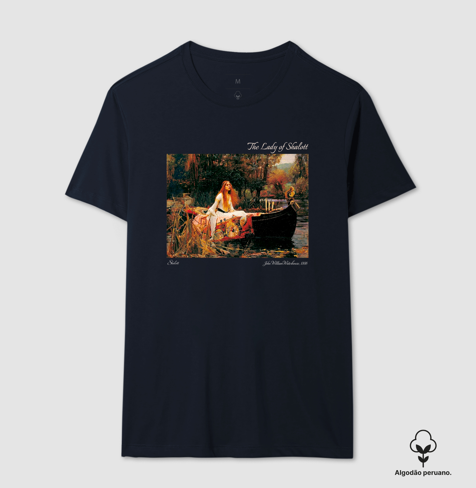 Camiseta A Dama de Shalott – John William Waterhouse 1888 Algodão Peruano  - Imagem 4
