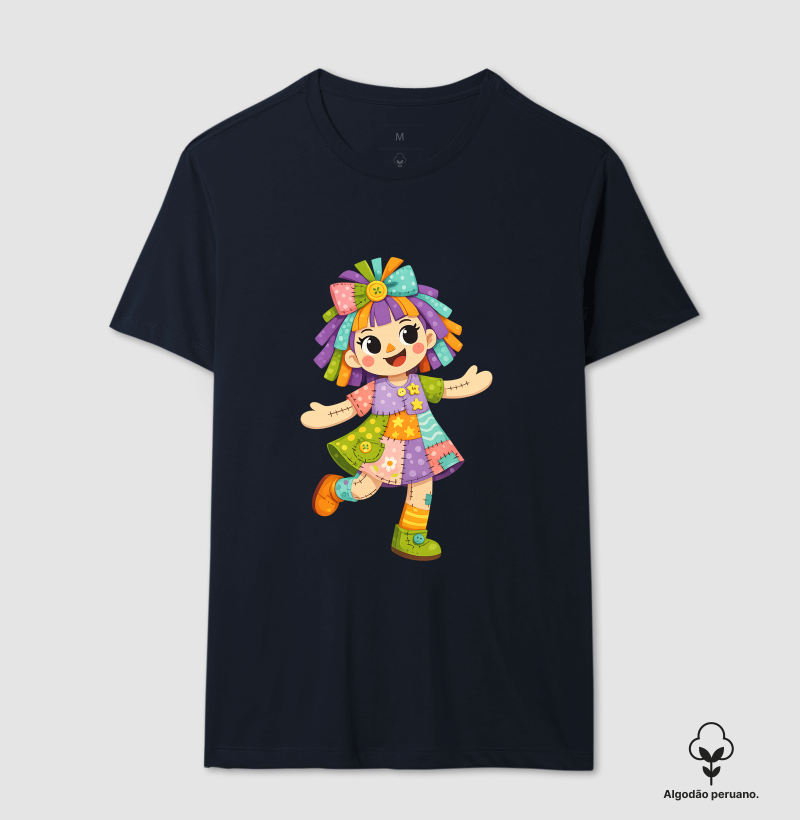 Camiseta Algodão Peruano Boneca de Pano - Azul - Imagem 6