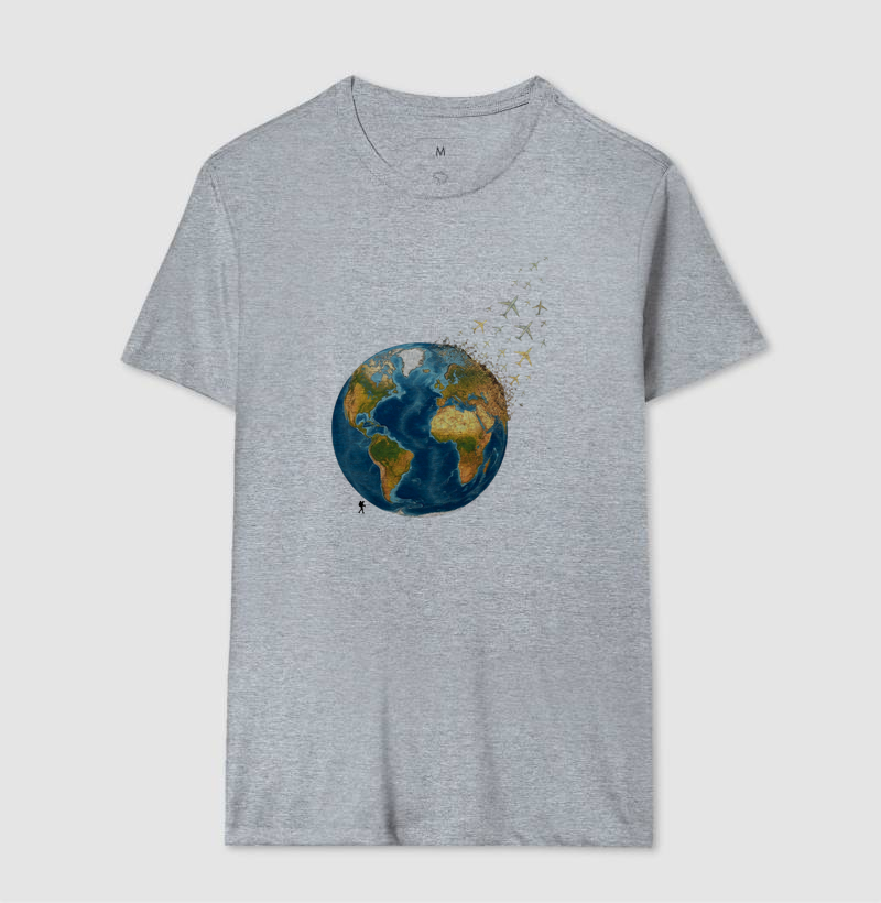 Camiseta Globo Terrestre Avioes Dispersos | Arte 3D Viagem Mundo | Colecao Viciados em Viagem - Imagem 11