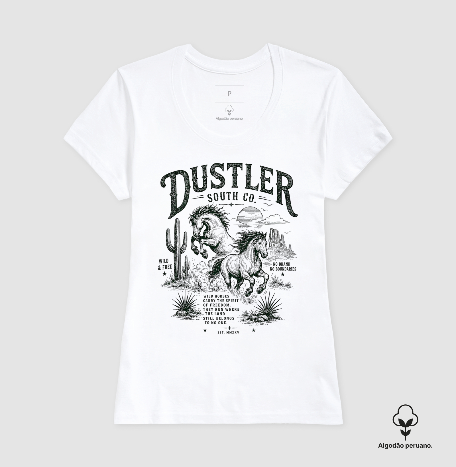 Baby look Feminina Dustler Wild & Free Horses - Imagem 2
