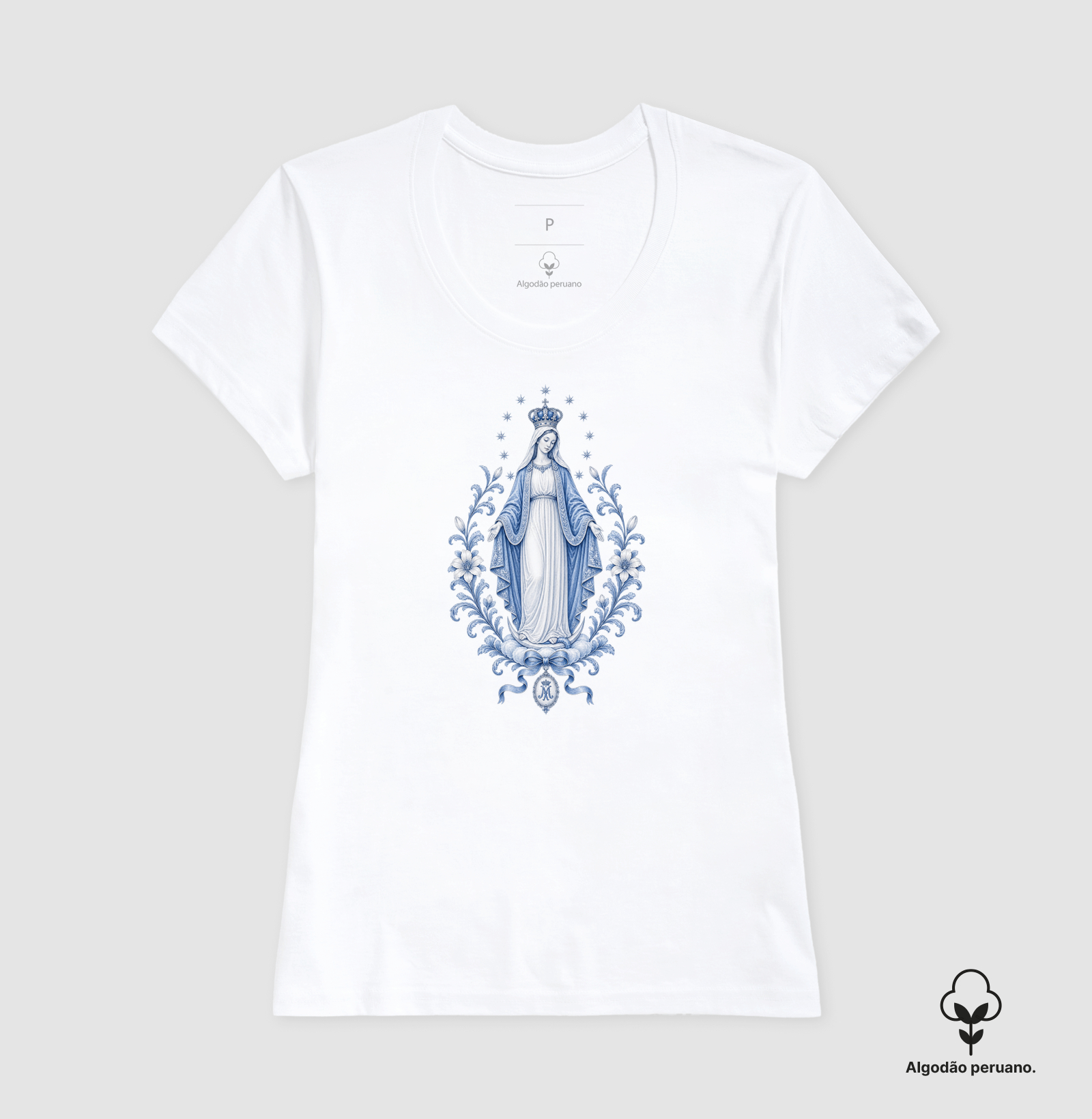 Virgem Maria blue - algodão peruano - Imagem 4
