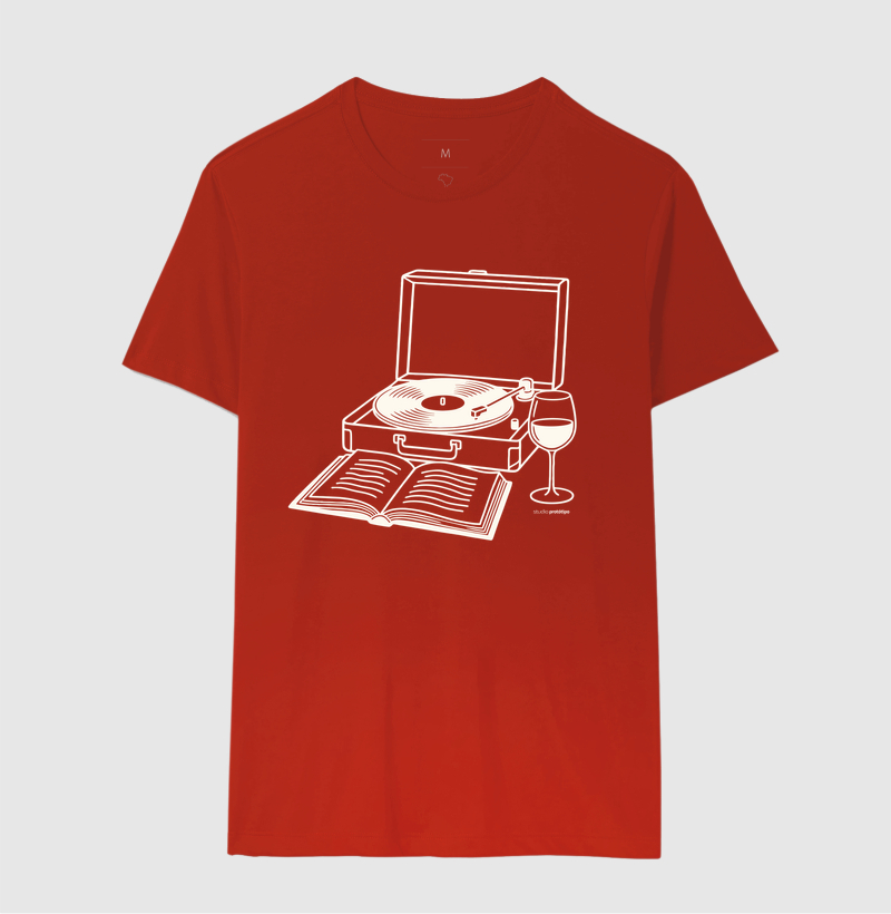 Camiseta Vinil, Livro e Vinho (estampa G) - Imagem 10