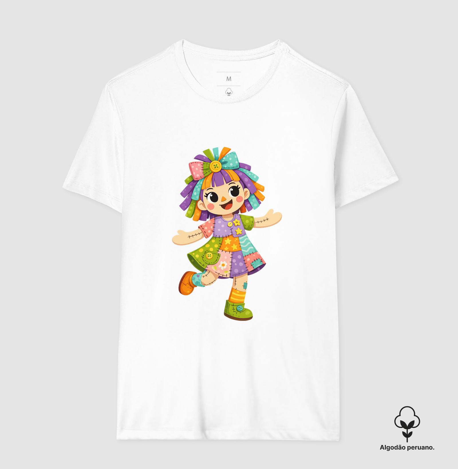 Camiseta Algodão Peruano Boneca de Pano - Azul - Imagem 7