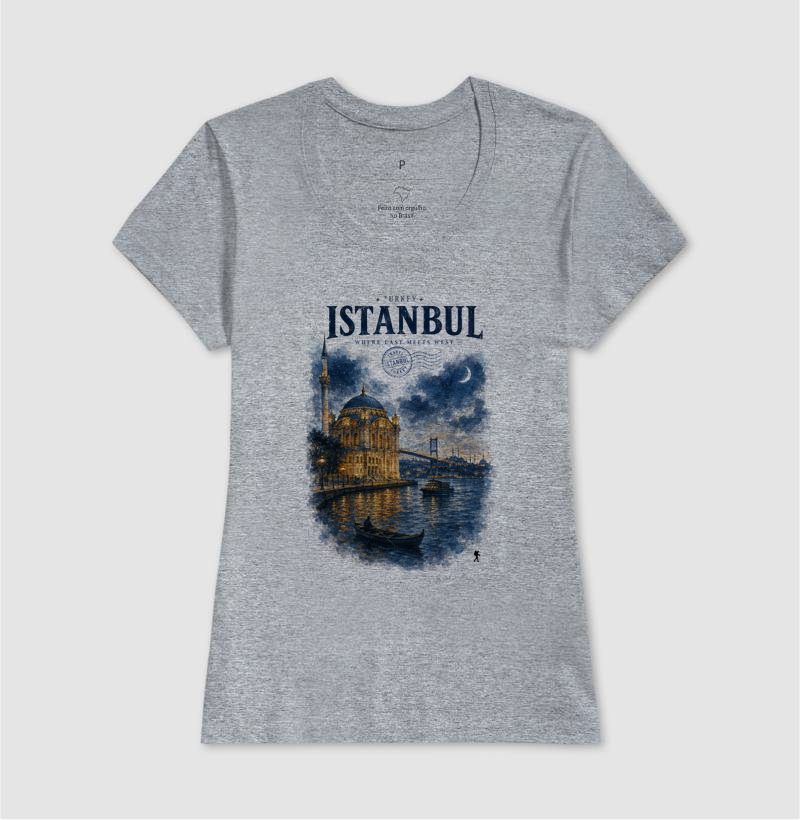 Camiseta Istanbul Turkey Where East Meets West | Aquarela Mesquita Bósforo | Colecao Fashion Travel - Imagem 12