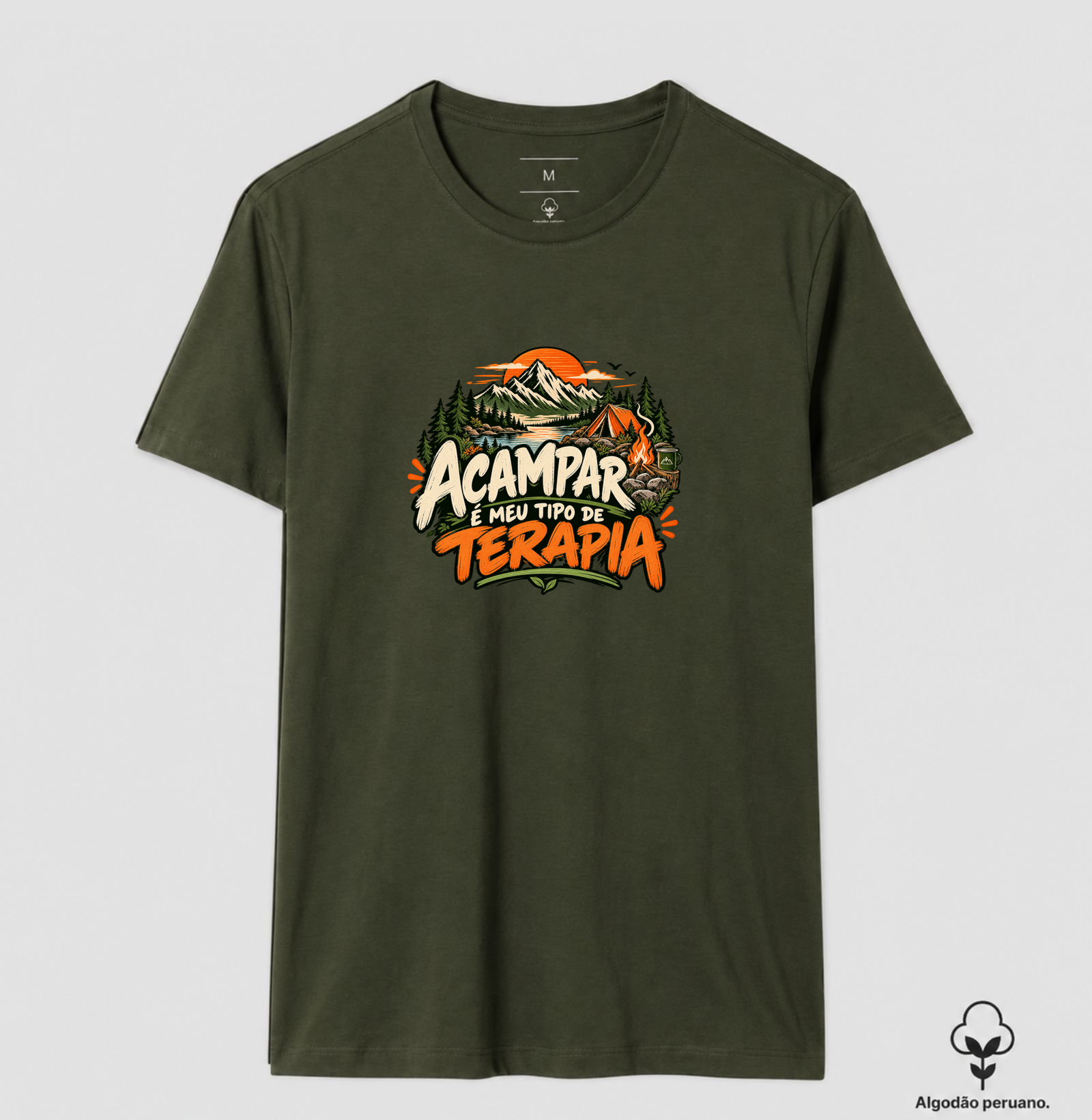 Camiseta Algodão Peruano | Acampar é Meu Tipo de Terapia - Imagem 6