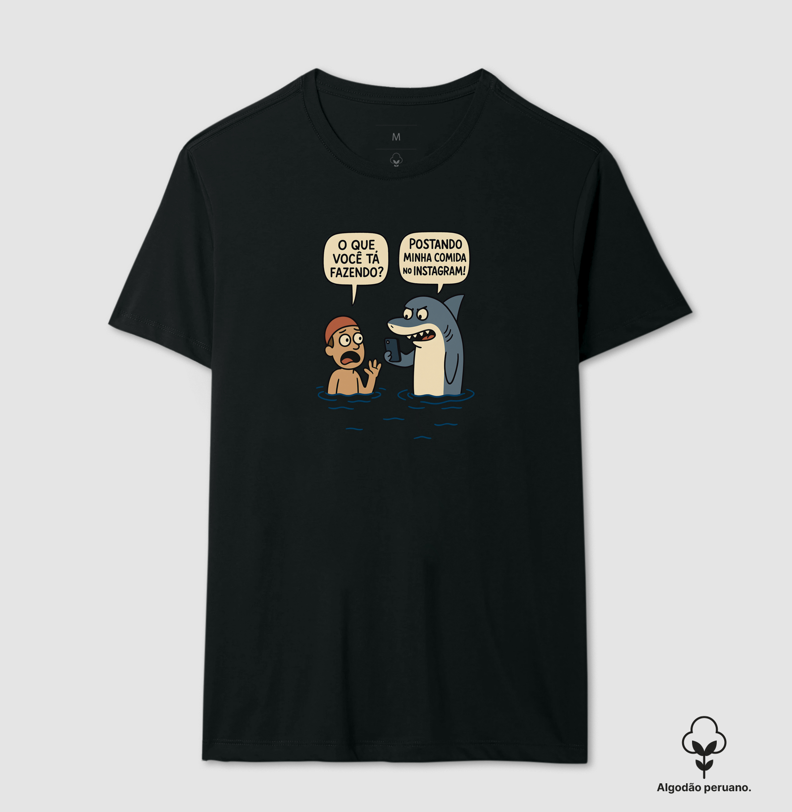 Camiseta Algodão Peruano Tubarão Foodgram - Imagem 2