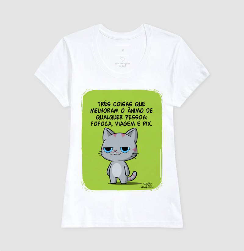 Camiseta Gato Sincero Fofoca Viagem e Pix - Imagem 5