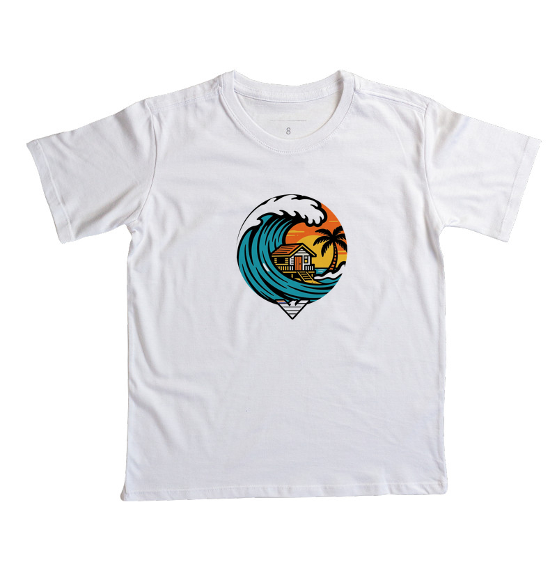 Paraíso no mar - estampa exclusiva.  Sente a brisa, ouça o som das ondas e leve a vibe do paraíso pra onde você for! Mais que uma camiseta - é levar o paraíso com você todo dia. - Imagem 2