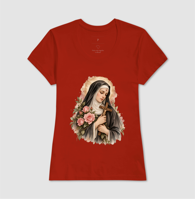 Santa Rita de Cássia — Aquarela Vinheta com Rosas e Crucifixo - Imagem 11