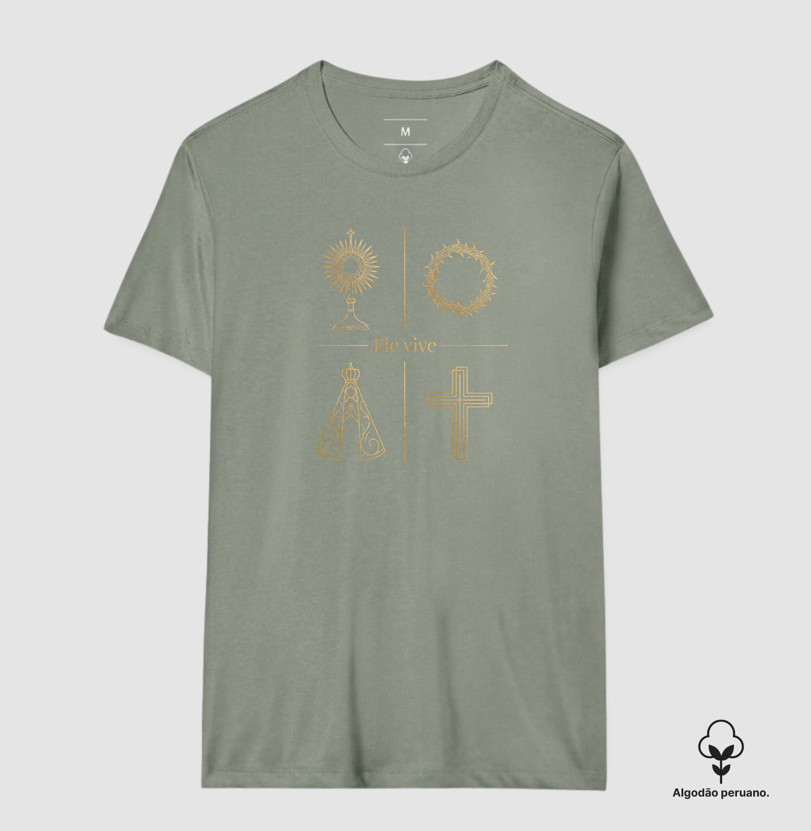 Camisa Católica Ele Vive Símbolos - Imagem 9
