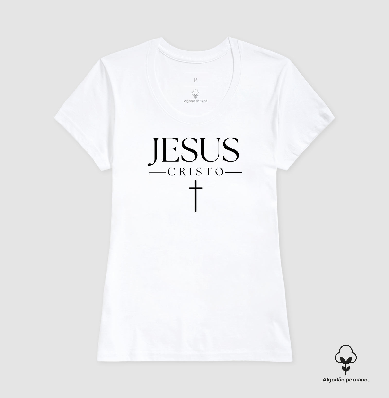 Camiseta Fem. Algodão Peruano Jesus Cristo Clássico - Imagem 3