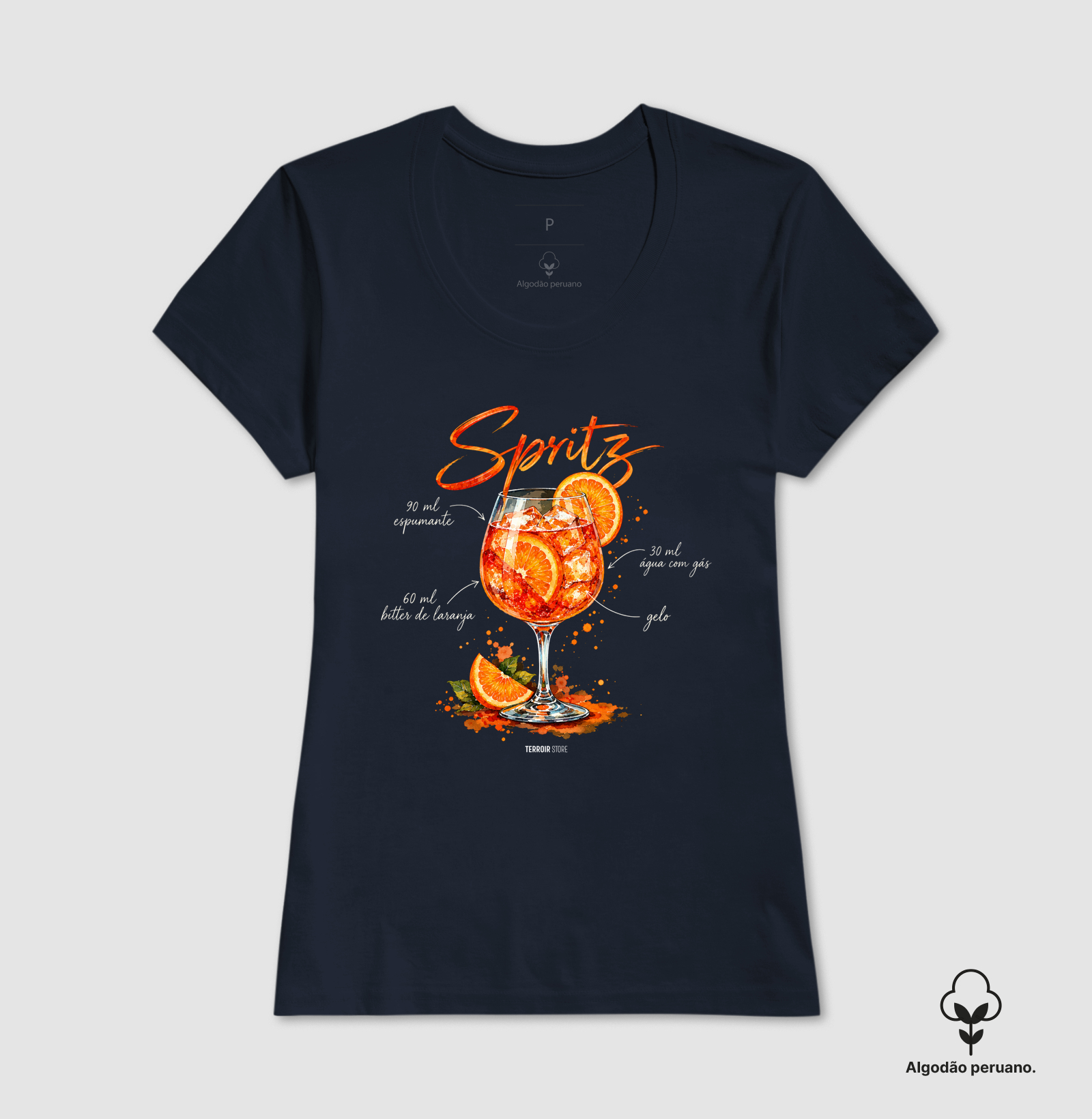 Camiseta Algodão Peruano Spritz – Drink com Espumante e Bitter de Laranja - Imagem 3