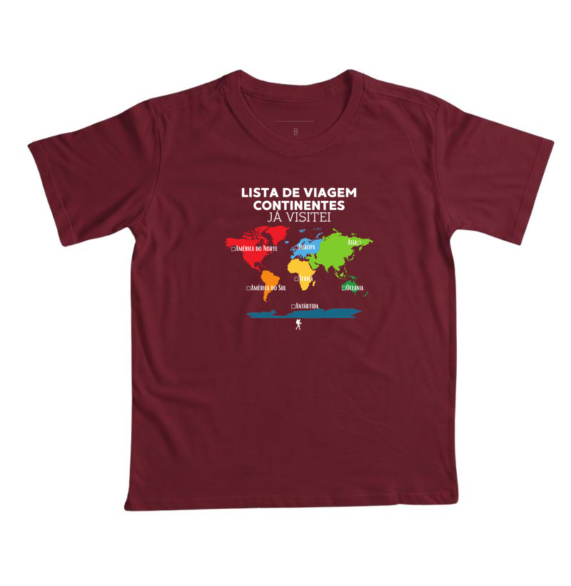 Camiseta Lista de Viagem Continentes Ja Visitei | Mapa Mundi Auto Personalizavel | Colecao Personalizaveis - Imagem 7