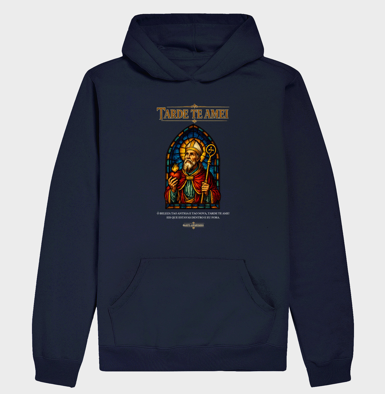 Hoodie Moletom Santo Agostinho Vitral Tarde te Amei - Imagem 4