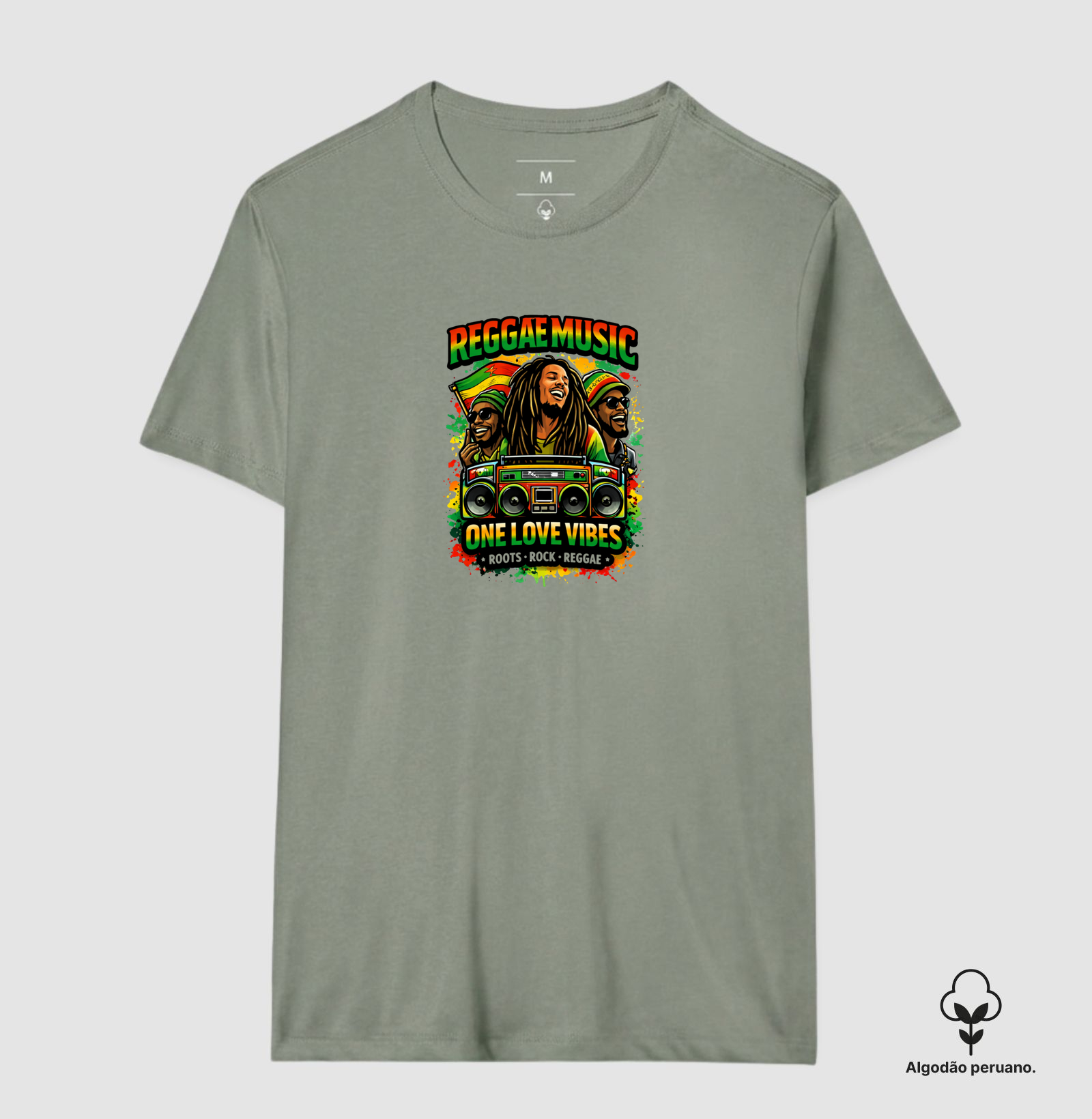 Camiseta One Love Vibes.  Coleção Reggae Music. Masculina e Feminina. Algodão Peruano. - Imagem 7