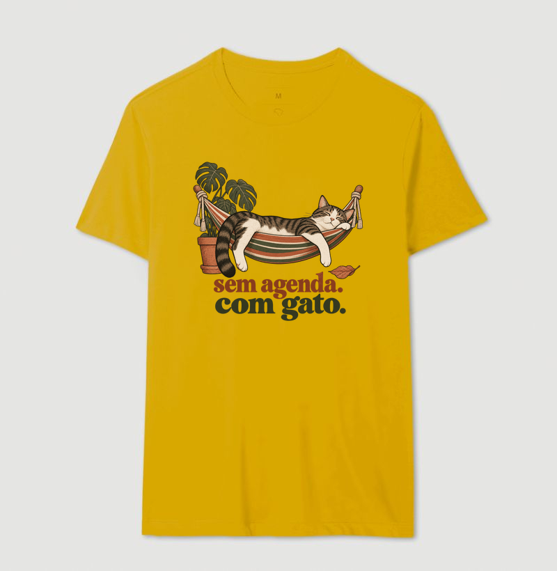 Camiseta Gato Descanso "sem agenda. com gato." | Pelo & Pano - Imagem 14