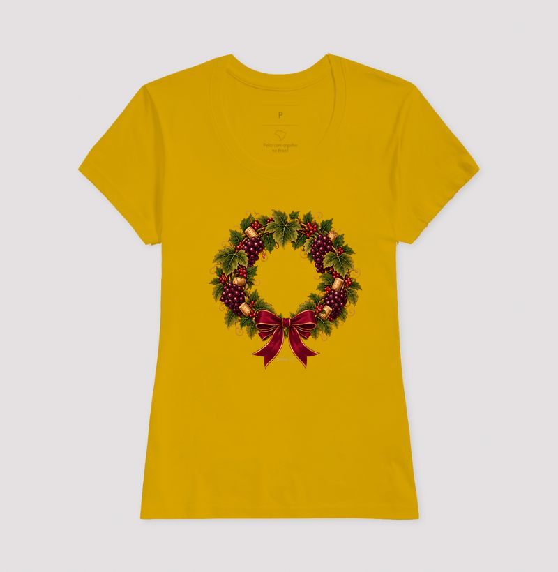 Camiseta Guirlanda de Natal do Vinho – Uvas, Rolhas e Laço - Imagem 15
