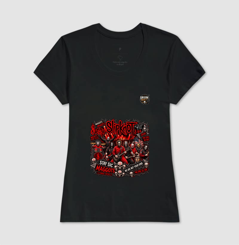 Camiseta Nu Metal Rock com Estampa Slipknot, Skull e Visual Dark - Imagem 3