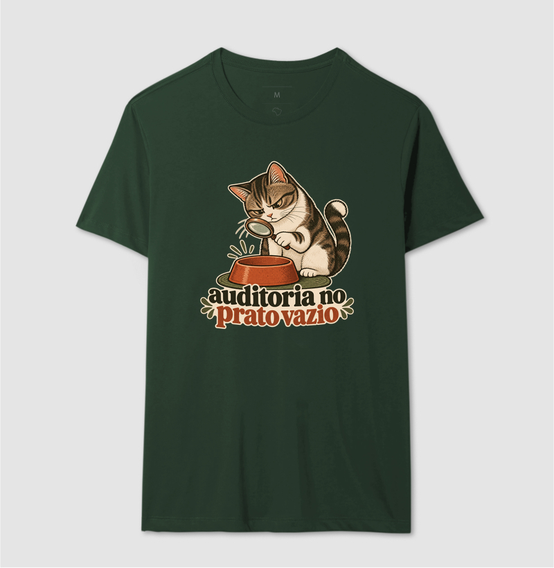 Camiseta Gato Comida "auditoria no prato vazio" | Pelo & Pano - Imagem 12