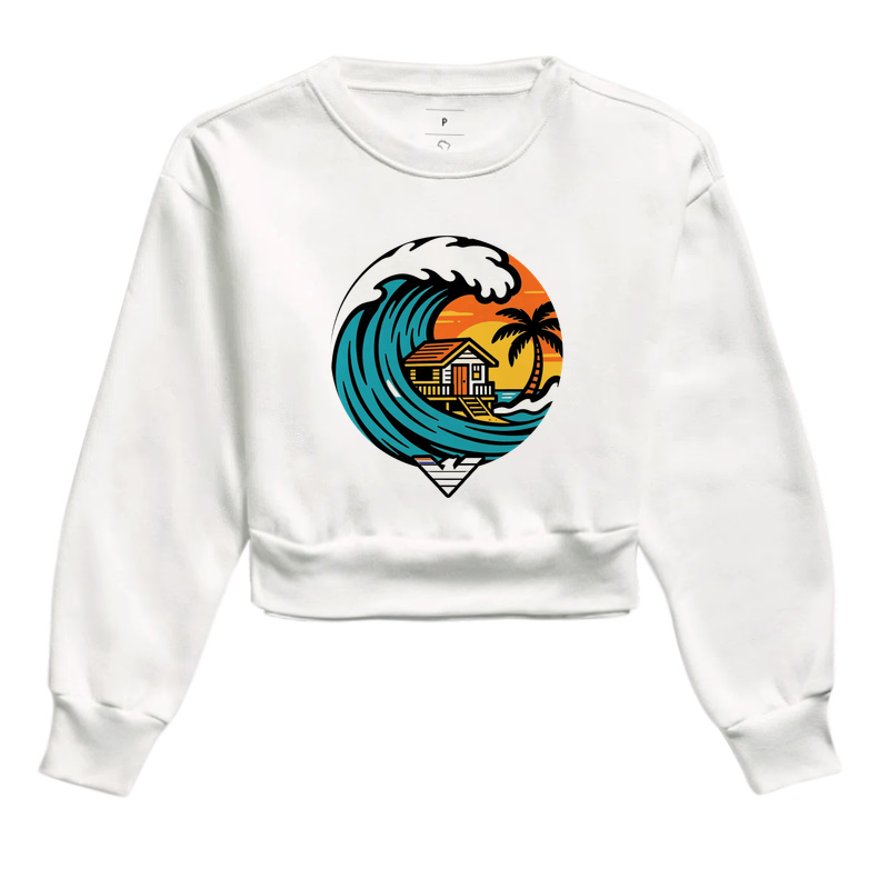 Paraíso no mar - estampa exclusiva.  Sente a brisa, ouça o som das ondas e leve a vibe do paraíso pra onde você for! Mais que uma camiseta - é levar o paraíso com você todo dia. - Imagem 3