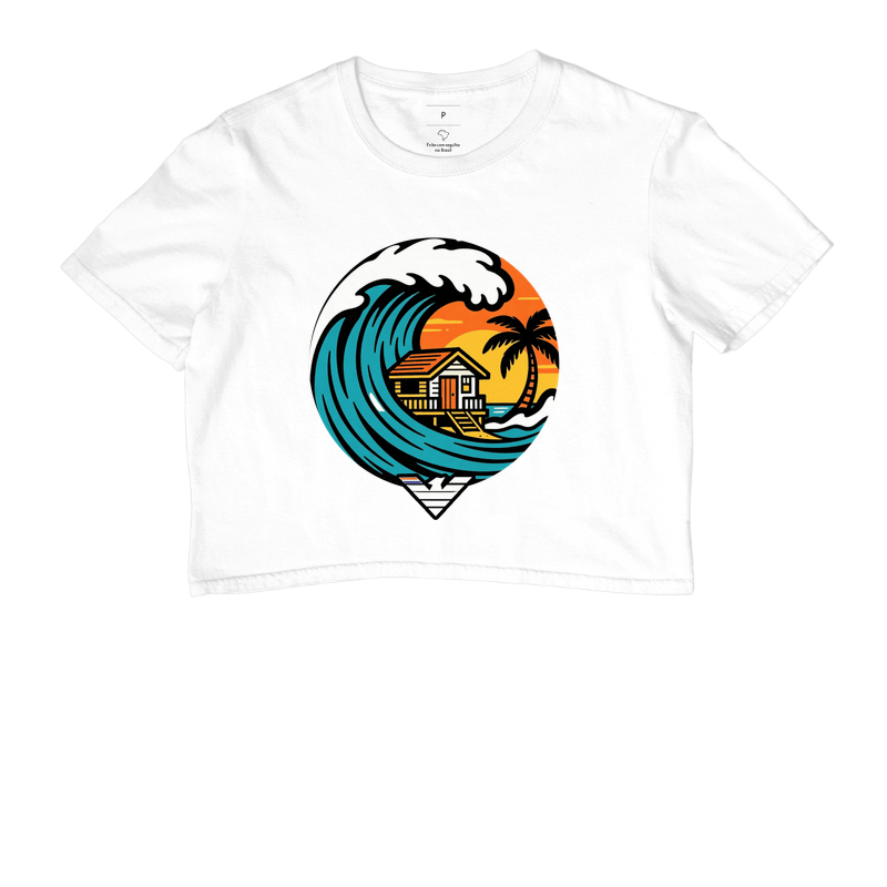 Paraíso no mar - estampa exclusiva.  Sente a brisa, ouça o som das ondas e leve a vibe do paraíso pra onde você for! Mais que uma camiseta - é levar o paraíso com você todo dia. - Imagem 3