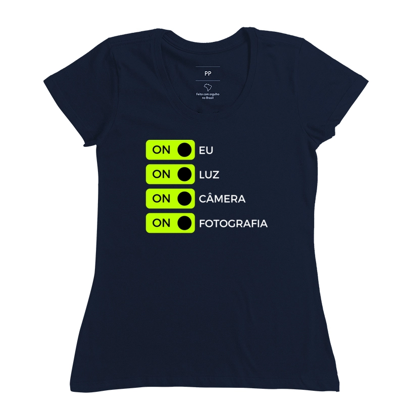 Camiseta on eu, on luz, on câmera & on fotografia  - Imagem 6