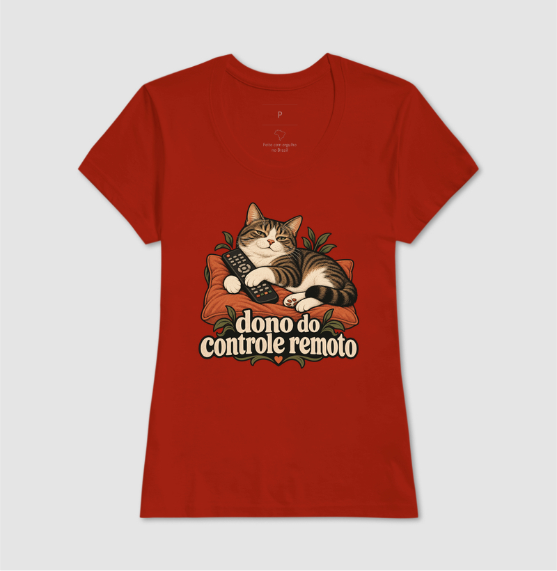 Camiseta Gato Humor "dono do controle remoto" | Pelo & Pano - Imagem 11