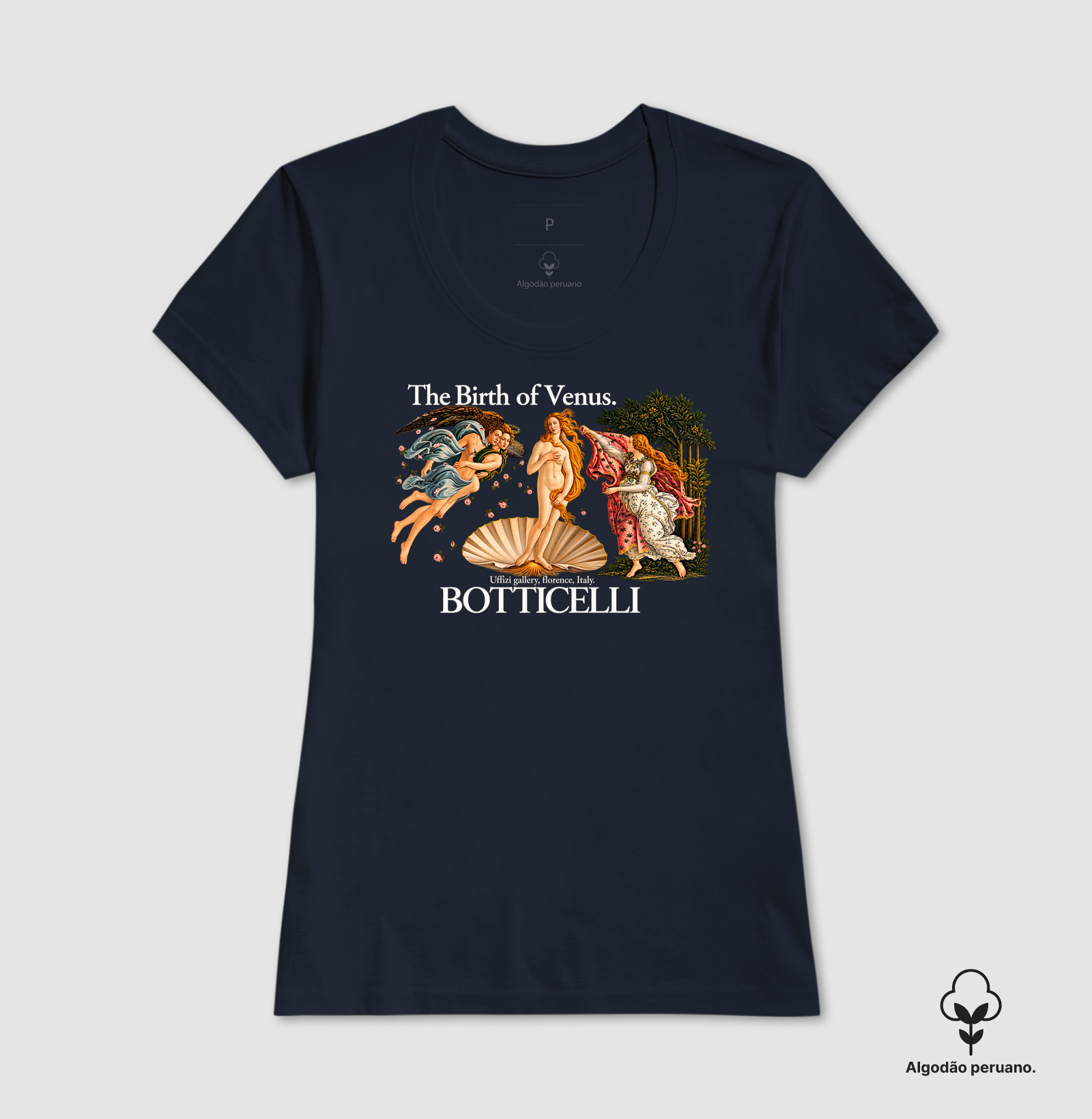 Camiseta The Birth of Venus Sandro Botticelli Algodão Peruano  - Imagem 5