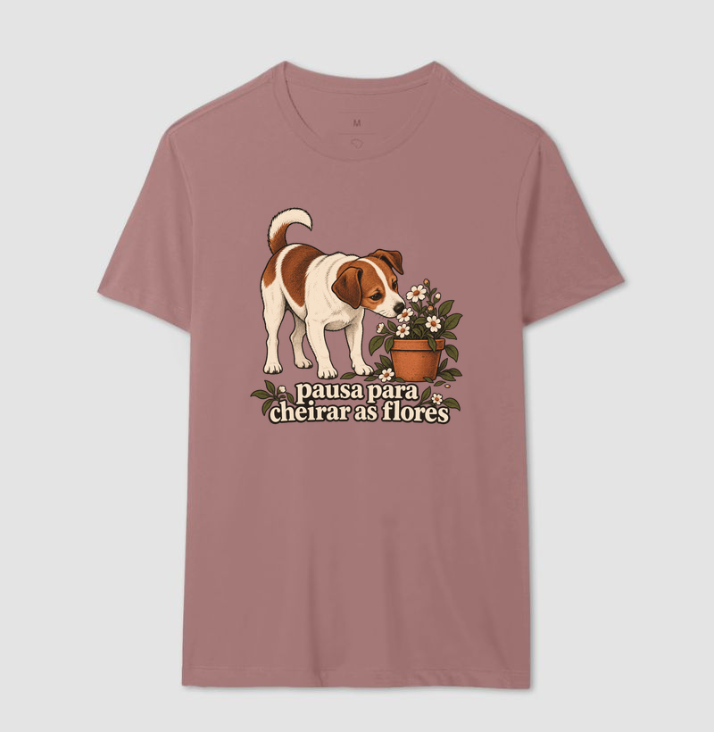 Camiseta Cachorro Flores "pausa para cheirar as flores" | Pelo & Pano - Imagem 16