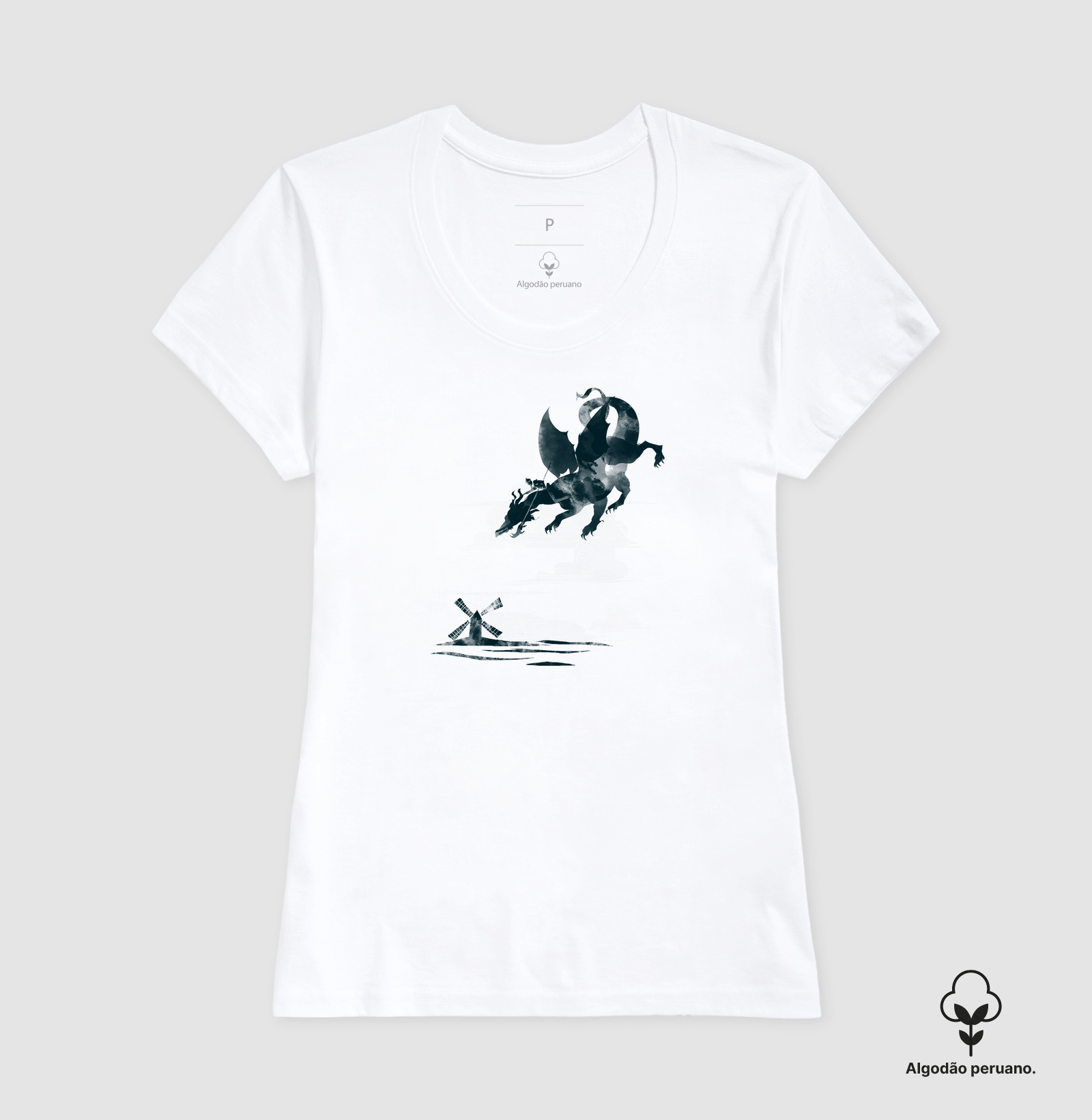 Camiseta Don Quixote Del Dragon Algodão Peruano - Imagem 3