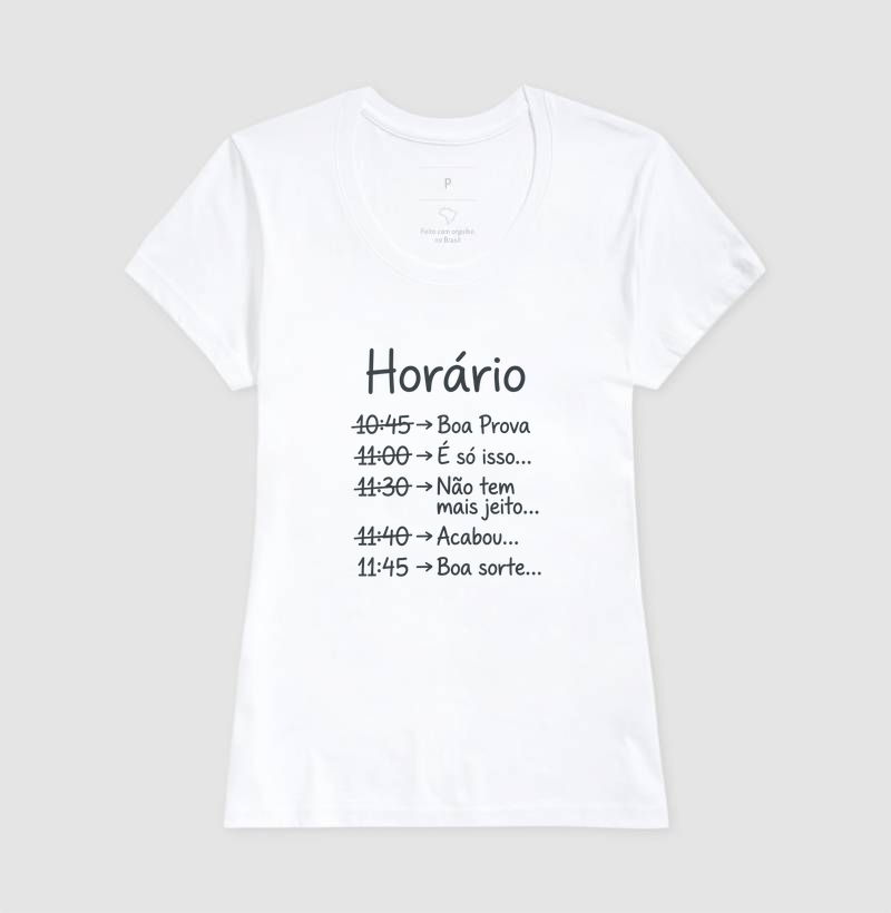 Camiseta Unissex Algodão Horário da Prova - Imagem 5