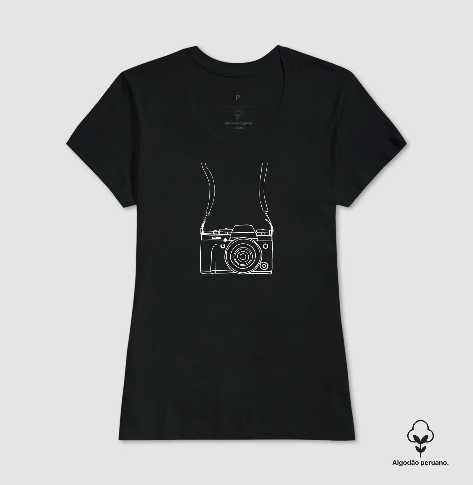 Camiseta Premium algodão Peruano câmera fotográfica - Imagem 2