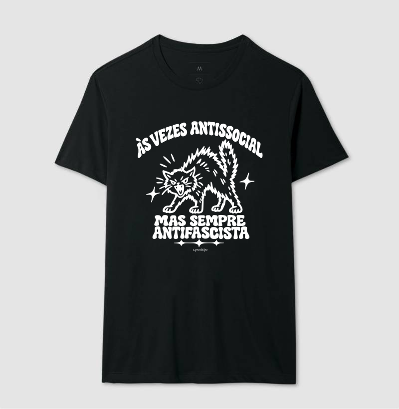 Camiseta Às Vezes Antissocial, Mas Sempre Antifascista (a virada) - Imagem 2