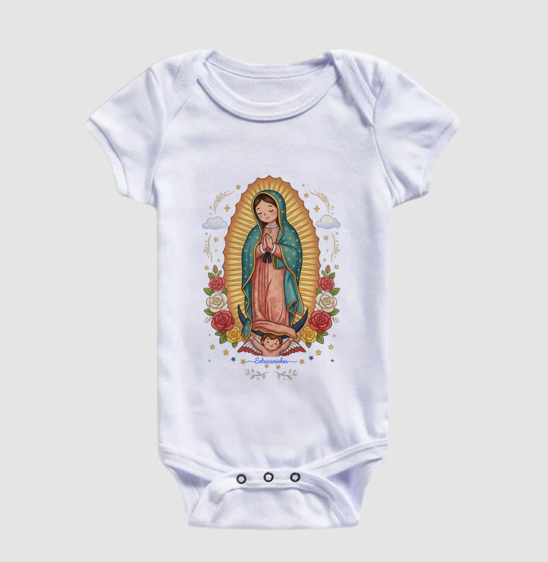 Nossa Senhora de Guadalupe Floral - Rosa e Dourado - Imagem 2