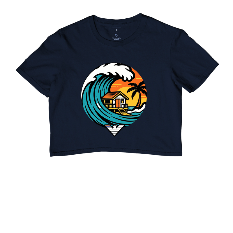 Paraíso no mar - estampa exclusiva.  Sente a brisa, ouça o som das ondas e leve a vibe do paraíso pra onde você for! Mais que uma camiseta - é levar o paraíso com você todo dia. - Imagem 4