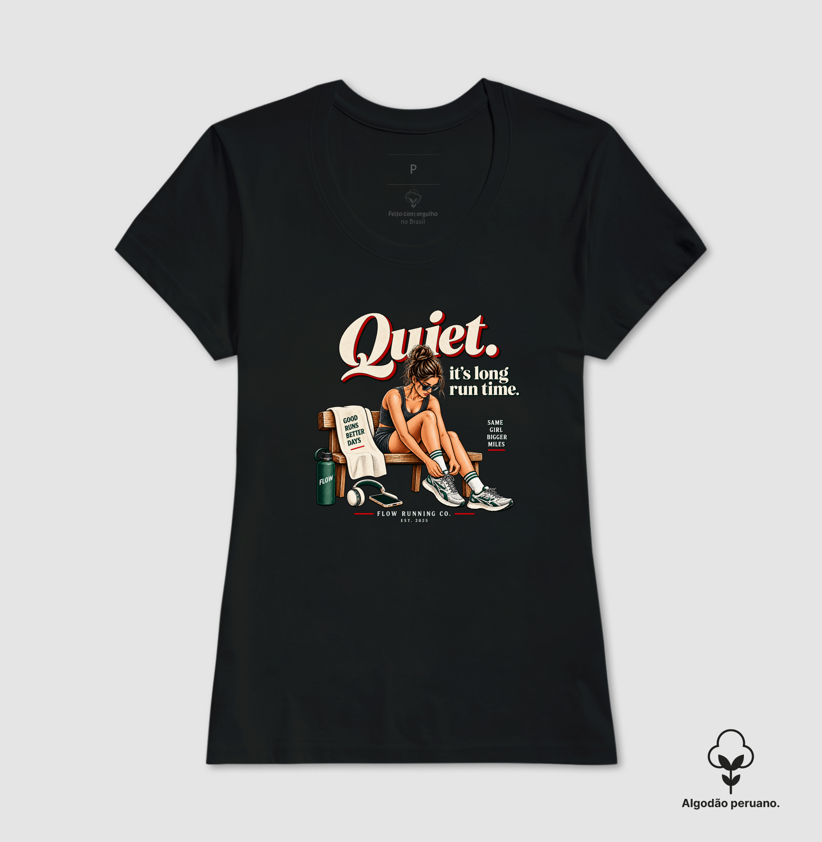 Camiseta Algodão Peruano Corrida - Quiet, It's Long Run Time - Imagem 8