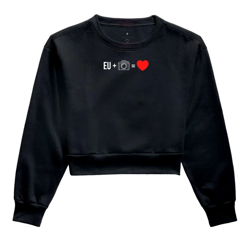 Moletom cropped feminino eu + câmera = amor - Imagem 2