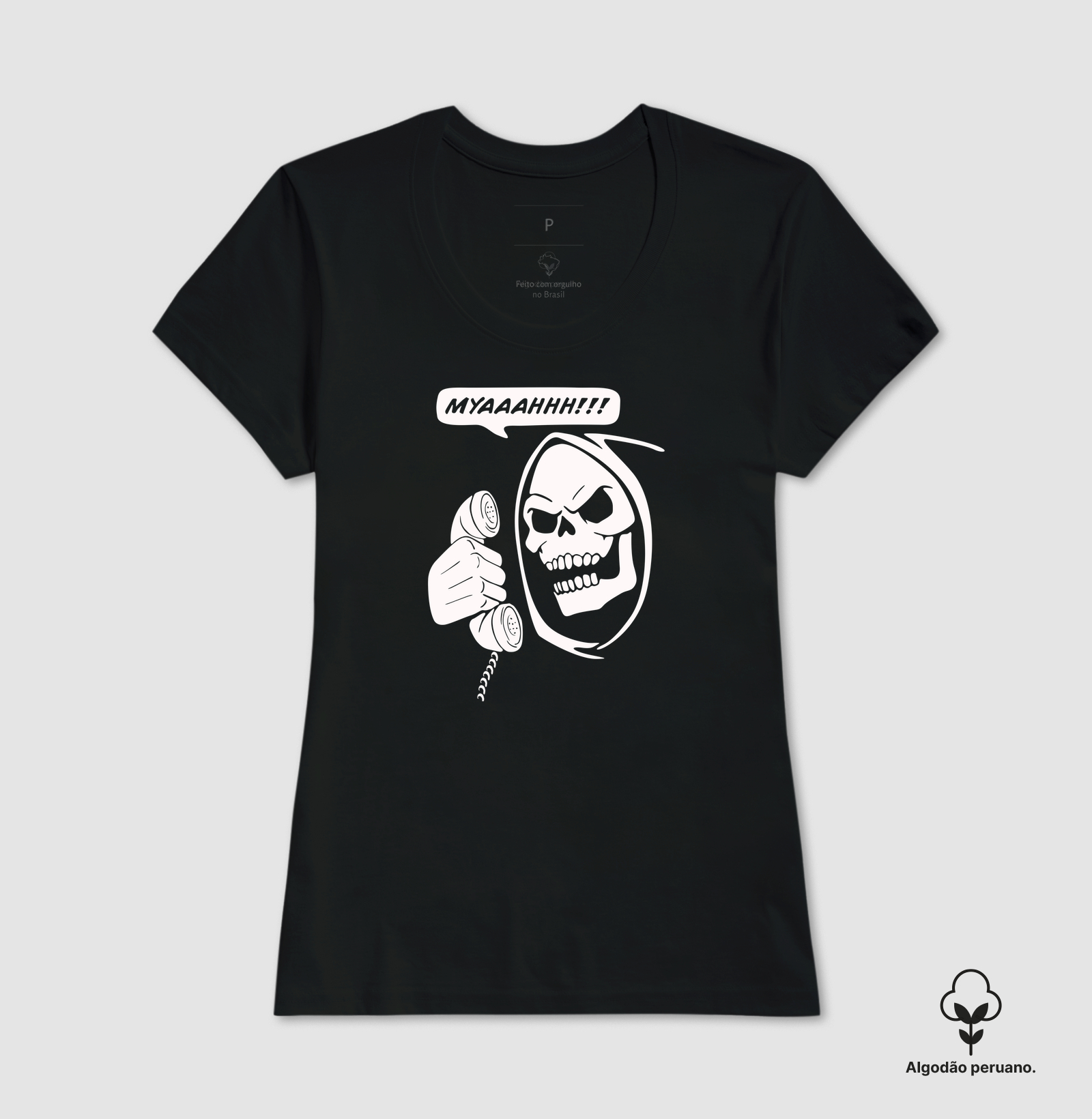 Camiseta Myah Phone Skeletor 2 Algodão Peruano - Imagem 3