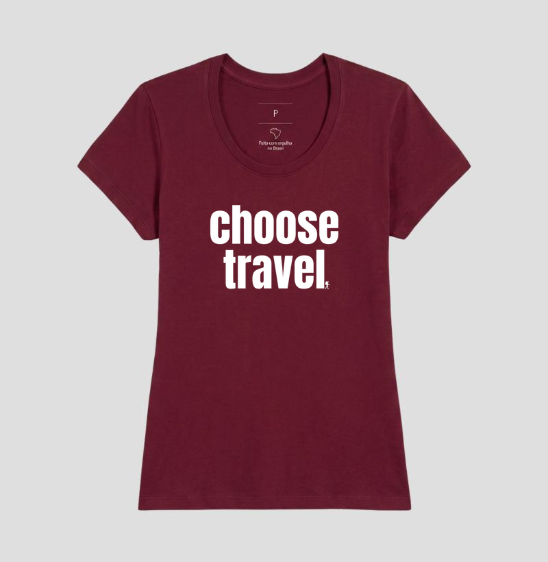 Camiseta Choose Travel | Frase Viagem Bold Minimalista | Colecao Viciados em Viagem - Imagem 22