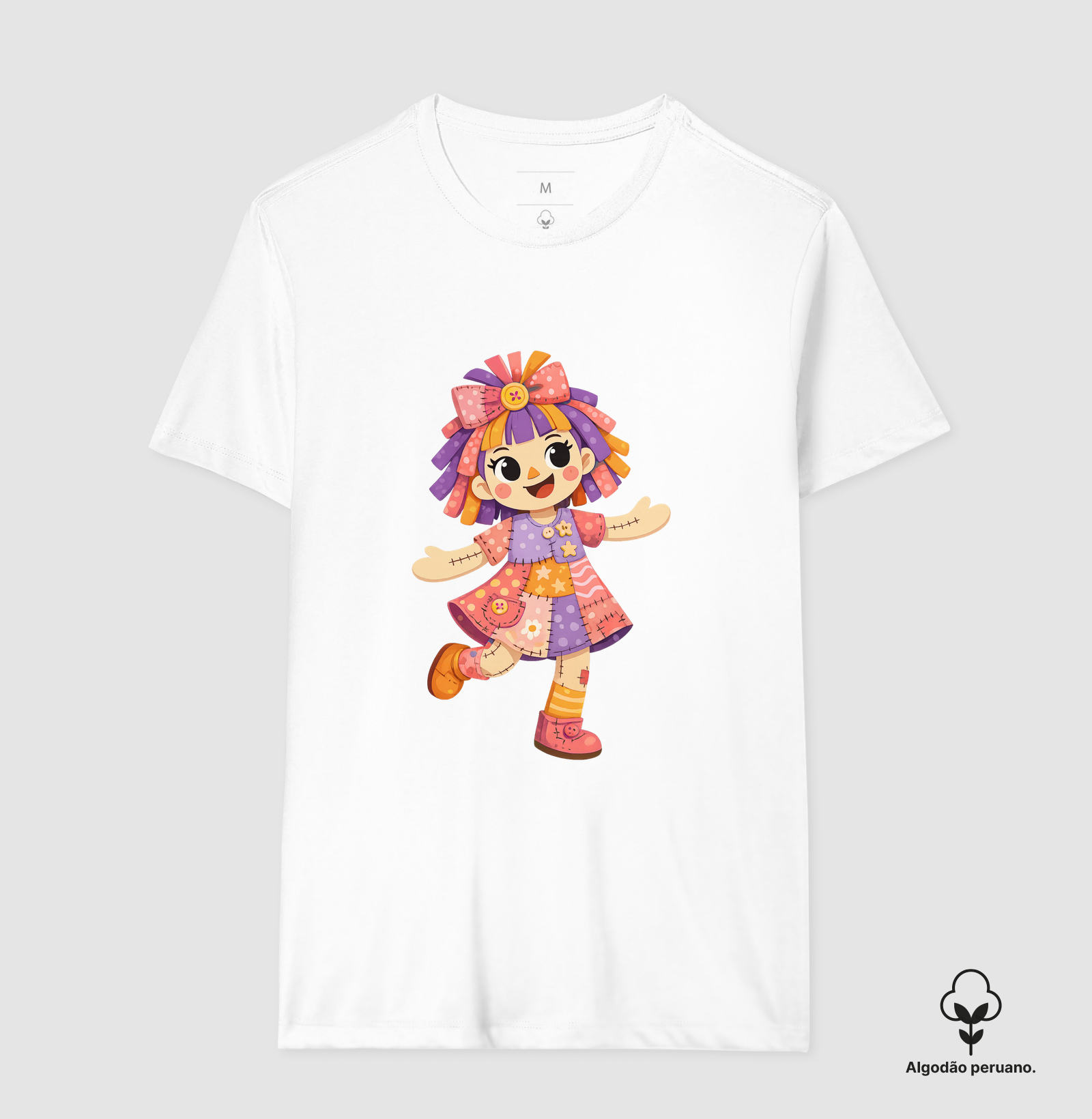 Camiseta Algodão Peruano Boneca de Pano - Rosa - Imagem 6