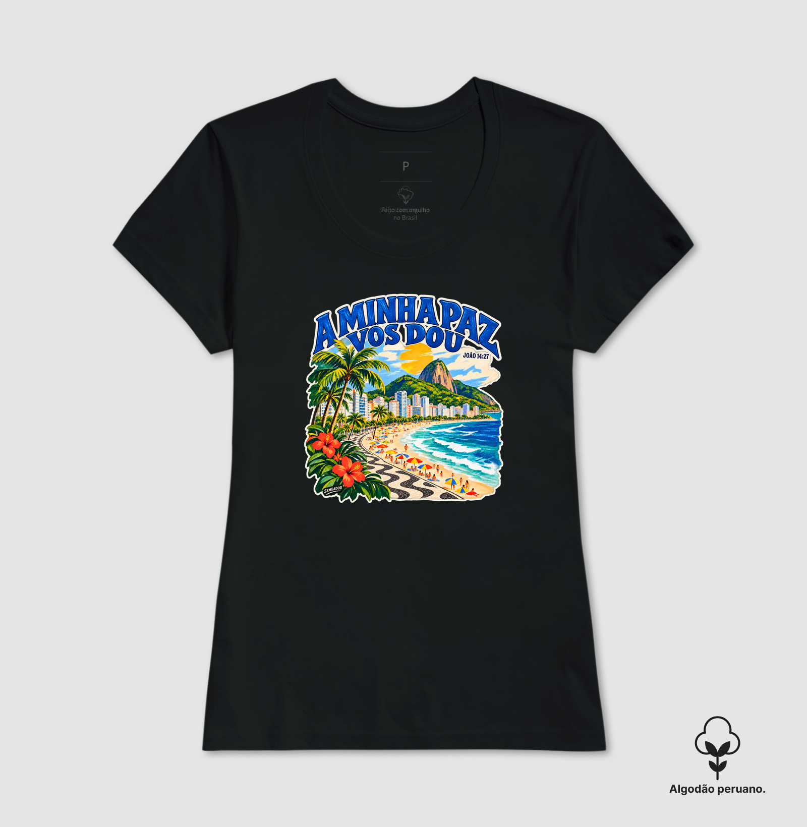Camiseta Algodão Peruano Feminina Cristã A Minha Paz Vos Dou