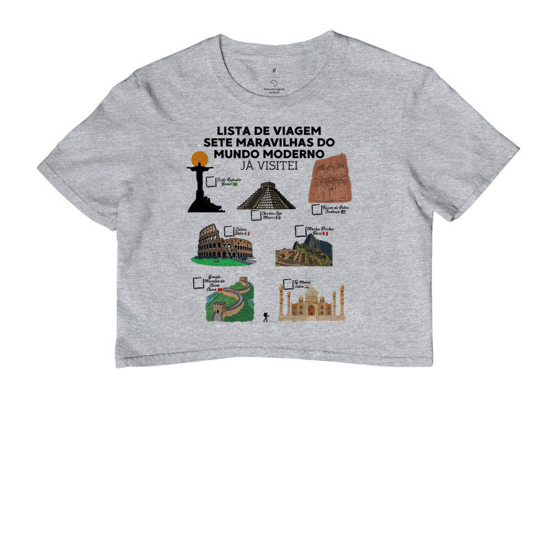 Camiseta Lista de Viagem Sete Maravilhas do Mundo Moderno | Marque as que Ja Visitou | Colecao Personalizaveis - Imagem 6