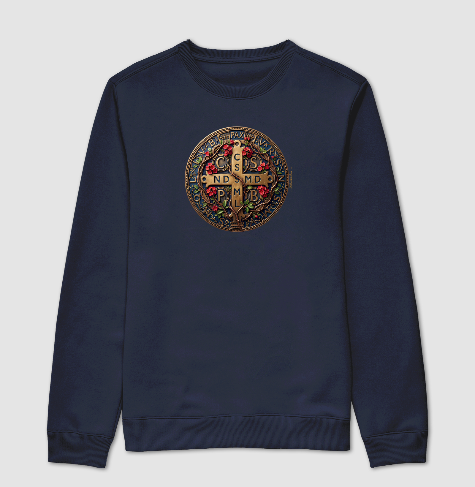 Medalha de São Bento e Flores Coroa-de-Cristo | Arte Sacra Exclusiva - Imagem 5
